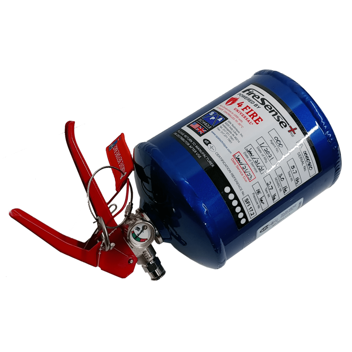 Number One Racing Fire SKU: SPA4f SFI3-M SPA Technique 3lbs FireSense+ Mechanical Fire Suppre ...