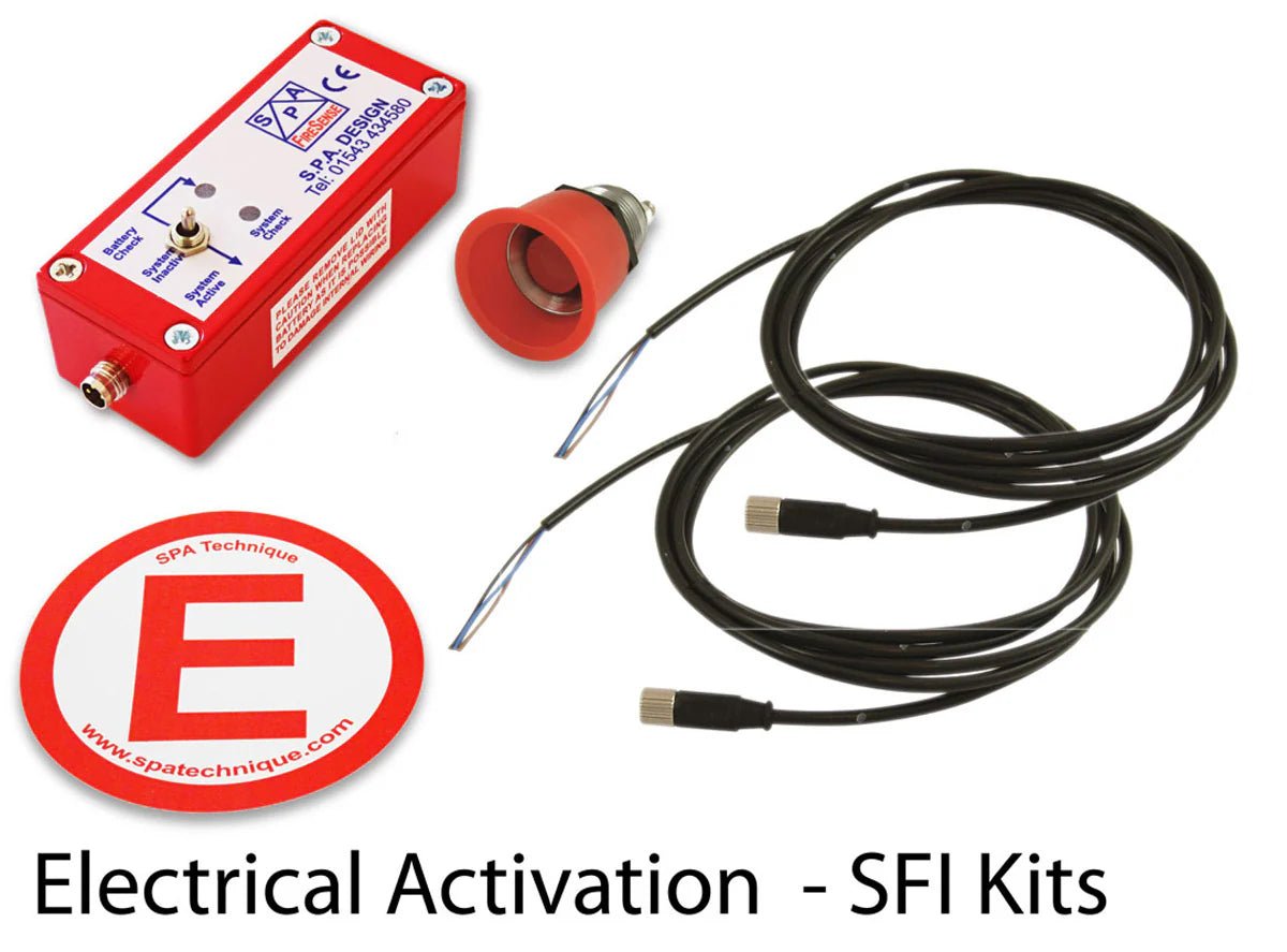 SKU: SPA4F - SFI10 - LV - F - 1 - 1 SPA Technique 10lb 4Fire SFI17.1 system w/mechanical lever valve activation, Std mounts - Racing Fire Systems