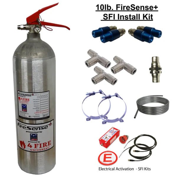 SKU: SPA4F - SFI10 - LV - F - 1 - 1 SPA Technique 10lb 4Fire SFI17.1 system w/mechanical lever valve activation, Std mounts - Racing Fire Systems